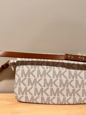 Michael Kors Cream and Brown MK Logo Crossbody Wristlet/Belt bag NWOT